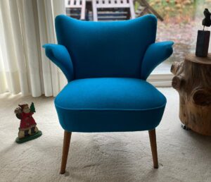 design stofferen stoel blauw
